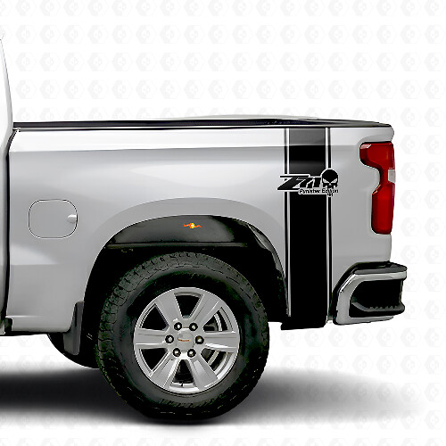 Juego de Pegatinas Laterales Traseras de Vinilo Z71 Calavera Castigador para Camioneta Chevy GMC_1