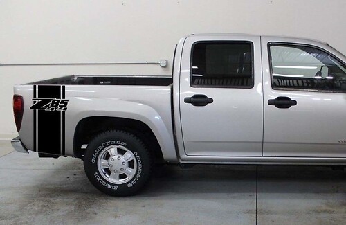 Calcomanía adhesiva de vinilo con franjas contorno Z85 4x4 para la parte lateral de la caja para Chevrolet Silverado