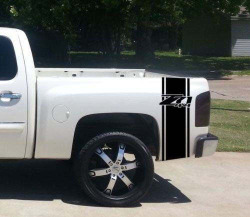 Juego de pegatinas personalizadas para camioneta Chevrolet Z71 4x4 a rayas para cama (2) para Chevy Pickup 2024
