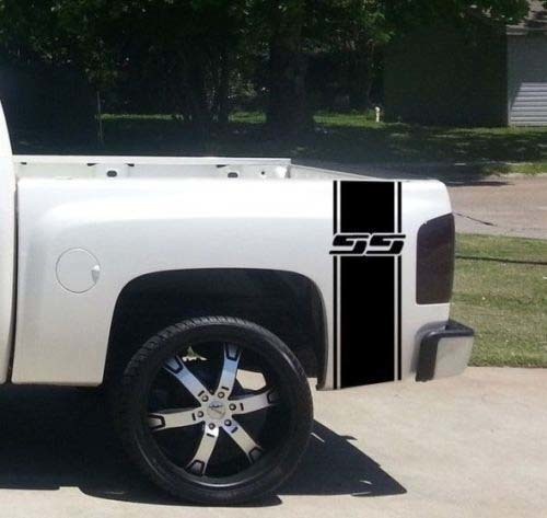 Pegatina de vinilo con franjas del contorno del logotipo SS para la puerta de un Chevrolet Silverado