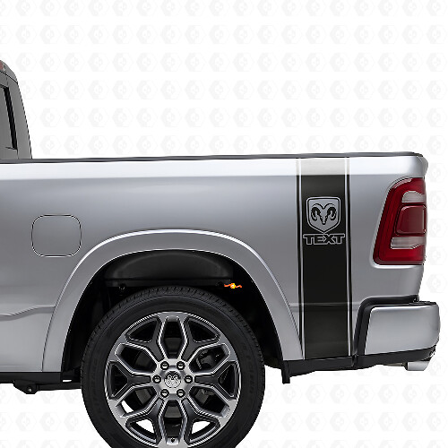 Pegatina de vinilo con rayas laterales traseras con logo RAM para Dodge Ram 1500-3500