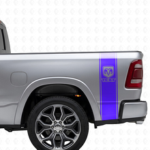 Pegatina de vinilo con rayas laterales traseras con logo RAM para Dodge Ram 1500-3500_2