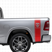 Pegatina de vinilo con rayas laterales traseras con logo RAM para Dodge Ram 1500-3500_3