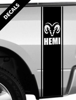 Dodge Ram 1500 2500 3500 Cama trasera Camión Calcomanías Rayas RAM HEMI Kit