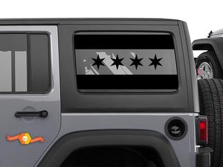 Calcomanía de la bandera de la ciudad de Chicago American Jeep Wrangler JKU ventana vinilo todoterreno