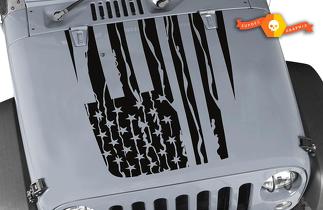 Calcomanía de capó de bandera americana desgastada - Jeep wrangler