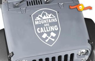Calcomanía de vinilo Mountains are Calling Crest Se adapta a cualquier capó: Jeep wrangler 22b