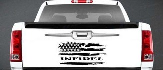 Calcomanía de vinilo de la bandera americana angustiada de infieles Ford Chevy Dodge