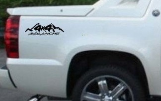 Negro Chevy Avalanche 4x4 Truck Bed Side Stripes Decal Set Tamaño personalizado