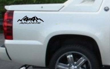 Negro Chevy Avalanche 4x4 camión cama lado rayas pegatina calcomanía conjunto tamaño personalizado
