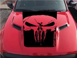 Dodge Ram Rebel Punisher Skull Night Edition Hood Truck Vinilo Calcomanía Gráfico