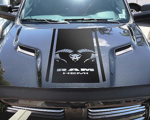 Calcomanía de vinilo con franjas Rebel Hood para Dodge Ram 1500-3500