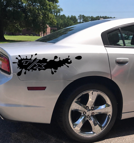 Juego de pegatinas de vinilo salpicadura T/X Grunge para guardabarros trasero para Dodge Charger