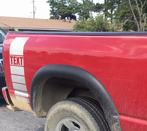 Par de vinilos adhesivos de franjas segmentadas para el lateral de la cama para Dodge Ram 1500