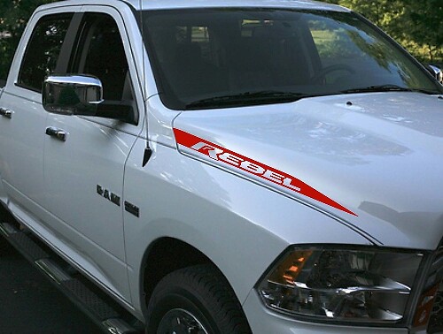 Kit de Calcomanías de Vinilo Rayas para Capó Rebel para Dodge Ram