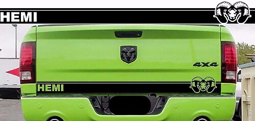 Calcomanía de vinilo con raya de calavera para portón trasero Dodge Ram 1500 2009-2018