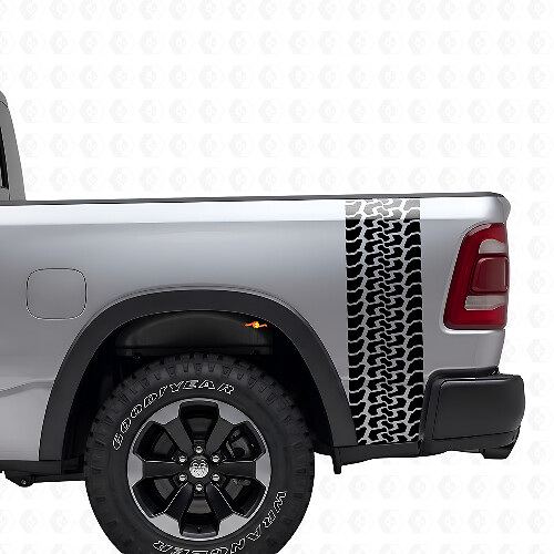 Juego de pegatinas de vinilo con dibujo de neumáticos para el lateral de la caja de camión Dodge Ram 2009-2018_1