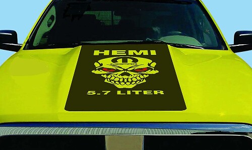 Calcomanía de vinilo para capó con diseño de calavera estilo HEMI para Dodge Ram