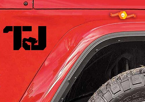 Pegatina de vinilo lateral con logo TJ para Jeep Wrangler