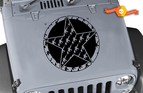 Calcomanía de vinilo Star Hood de rifle Oscar Mike M4 M16A2 5.56 para Jeep Wrangler