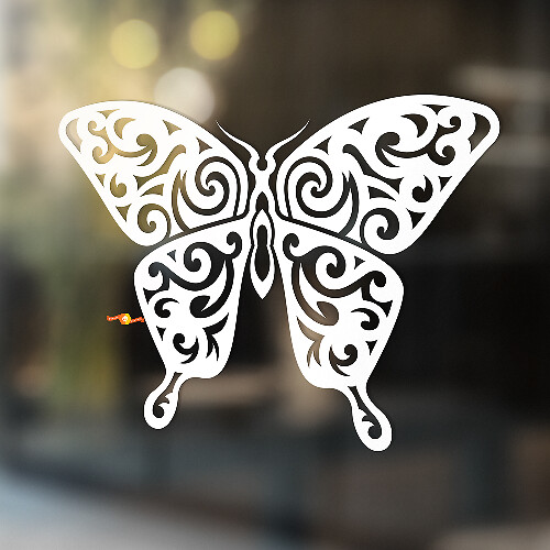 Pegatina de vinilo universal con diseño de mariposa calado