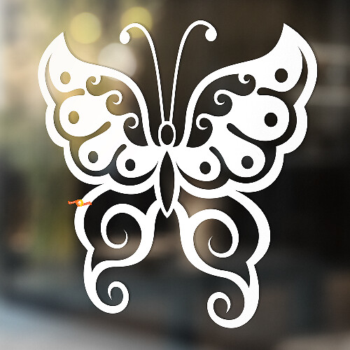 Mariposa Silueta Remolinos Alas Pegatina Universal de Vinilo