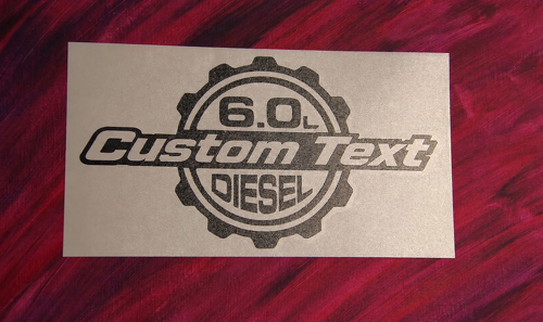 Juego de 2 vinilos adhesivos de engranaje diésel con texto personalizado 6.0L