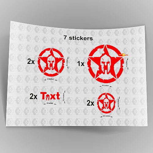 7x Jeep Spartan STAR calcomanía pegatinas capó puerta guardabarros TJ JK CJ YJ JL rubicon