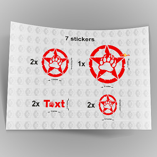 7x Jeep Bear Claw STAR calcomanía pegatinas capó puerta guardabarros TJ JK CJ YJ JL rubicon 1