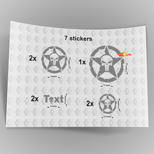 7x Jeep Punisher STAR calcomanía pegatinas capó puerta guardabarros TJ JK CJ YJ JL rubicon 2