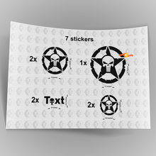 7x Jeep Punisher STAR calcomanía pegatinas capó puerta guardabarros TJ JK CJ YJ JL rubicon 3