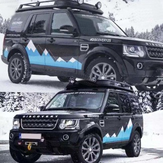 Gráficos nieve montaña coche pegatina falda lateral calcomanía para Land Rover Discovery