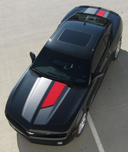 45th Anniversary Style Asymmetric Rally Stripe Kit — Adhesivo de vinilo (capó, maletero, alerón trasero) para Chevrolet Camaro RS 2011-2013