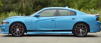 2X Dodge Charger MOPAR Rocker Panel calcomanías Stripe Vinyl Graphics Kit 2011-2018