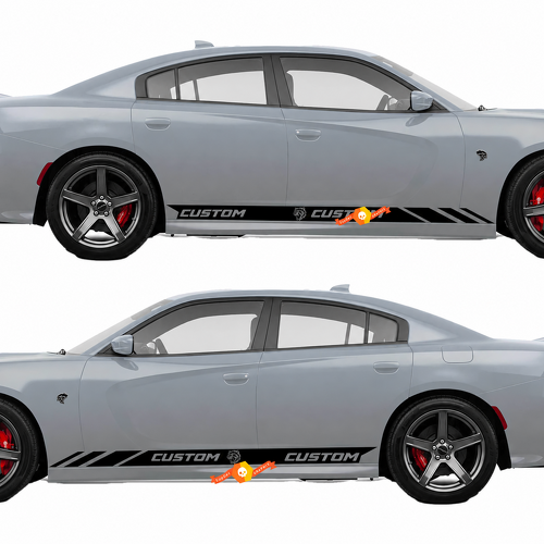 Hellcat Style CUSTOM Rocker Stripe Pair — Adhesivo de vinilo (faldón lateral) para Dodge Charger 2011-2017