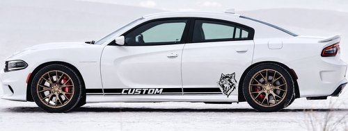 CUSTOM Cat Dual Stripes — Pegatina de vinilo (talonera) para Dodge Charger Hellcat 2011-2018