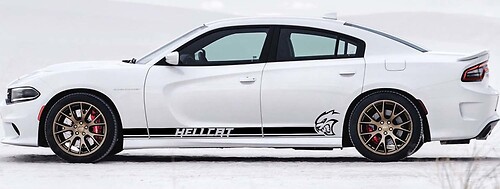 Calcomanía Vinilo Lateral con Doble Raya Estilo Hellcat para Dodge Charger 2011-2018