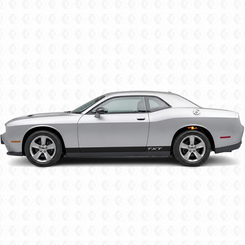 Par de franjas sólidas TXT para moldura de estribo Vinilo adhesivo para panel lateral para Dodge Challenger 2009-2018