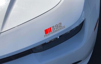 Calcomanía para faros delanteros de rendimiento 392 Dodge Challenger Charger HEMI SRT rojo y plateado
