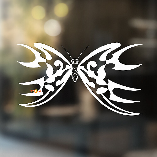 Mariposa con Alas Afiladas Adhesivo Universal de Vinilo