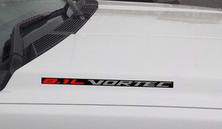 Calcomanía de vinilo para capó Vortec de 8.1L: Chevrolet Silverado GMC Sierra (Bloque) Fondo negro