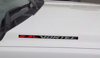 Calcomanía de vinilo para capó Vortec de 5.3L: Chevrolet Silverado GMC Sierra (Bloque) Fondo negro