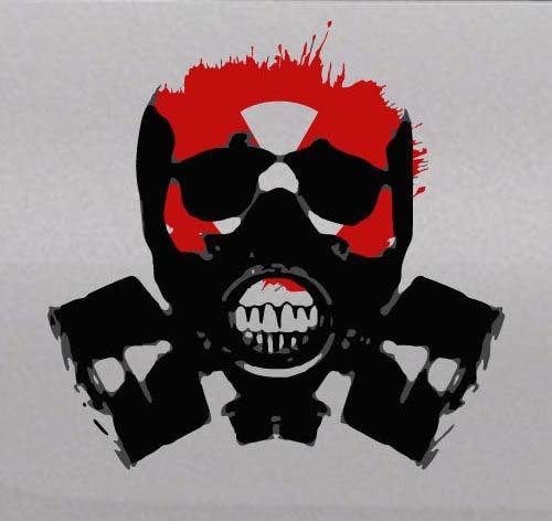 Calcomanía de Vinilo de Máscara de Gas con Calavera Zombi de Riesgo Biológico