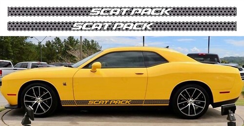Calcomanía adhesiva lateral de vinilo con rayas de panal Scat Pack para Dodge Challenger 2011-2018