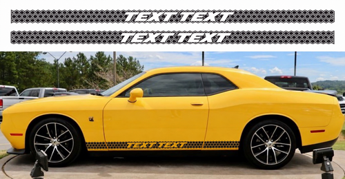 Scat Pack Style TEXT TEXT Honeycomb Stripe Set — Adhesivo de vinilo (lateral, faldón lateral) para Dodge Challenger 2011-2018