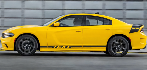 Hemi TEXT Dual Stripes — Pegatina de vinilo (talonera) para Dodge Charger 2011-2018
