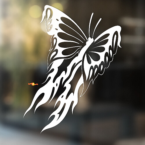 Calcomanía Universal de Vinilo Mariposa Revoloteante con Alas de Fuego