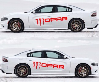 2X Dodge Charger MOPAR logo calcomanías Stripe Vinyl Graphics Kit 2011-2018