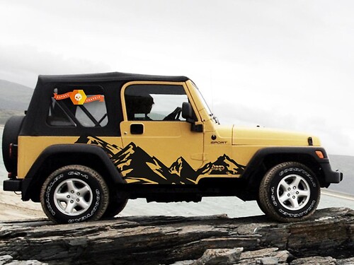 Pegatina de vinilo lateral de cadena montañosa para Jeep Wrangler 1999-2006