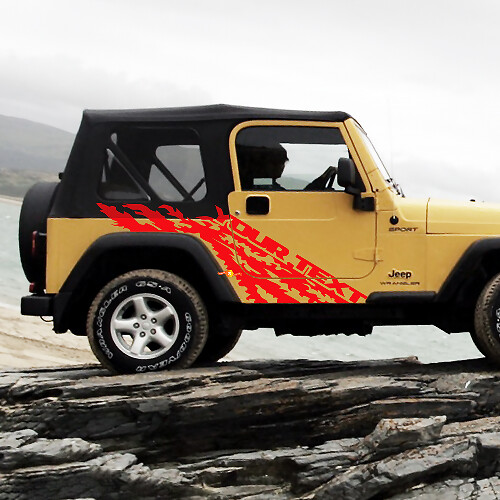 Etiqueta adhesiva de vinilo para el lateral con salpicaduras de barro y texto personalizado para Jeep Wrangler 1999-2006